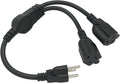 Y Splitter Extension Cord, 1.4FT 2 Way 1 to 2 Splitter Extension Cord, 3 Prong SJT 16AWG NEMA 5-15P to NEMA 5-15R x2, Male to Female Power Cord Cable Wire Extender Space Saver, 125V 13A 1625W, Black