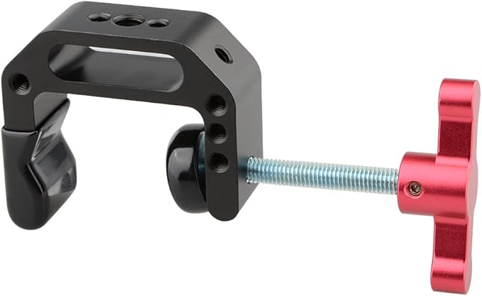 CAMVATE C-Clamp with 1/4 and 3/8 Thread Hole for Camera Monitor(Red T-Handle) - 1687