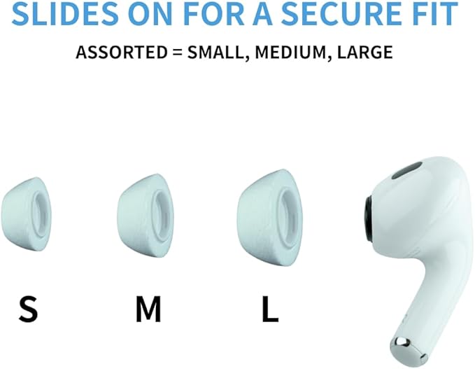 Comply TrueGrip MAX | Premium Memory Foam Replacement Earbud Tips for Apple AirPods Pro 1 & 2 | Long Lasting Comfort, Extreme Durability, Secure Fit, Superior Noise Isolation| White (S/M/L) (3 Pairs)