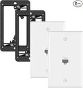 VCE Ethernet Wall Plate (UL-Listed), 1-Port CAT6 Wall Plate and Jack, RJ45 Keystone Wall Outlet with Single Gang Low Voltage Mounting Bracket, White 2-Pack