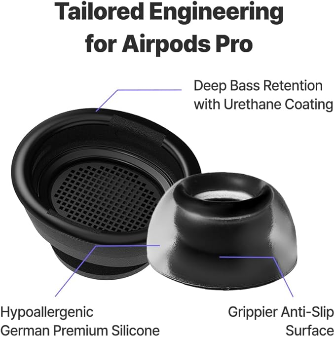AZLA Crystal for Airpods Pro 1st & 2nd Gen (ML) – Airpod Pro Ear Tip Replacement – Airpod Pro Tips with Premium Silicone