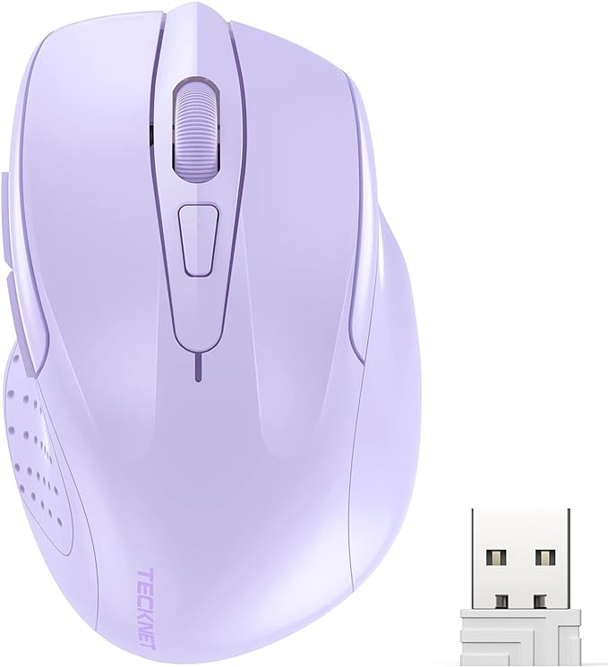TECKNET Wireless Mouse, 2.4G Ergonomic Optical Mouse, Computer Mouse for Laptop, PC, Computer, Chromebook, Notebook, 6 Buttons, 24 Months Battery Life, 4000 DPI, 6 Adjustment Levels