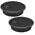 2 Pcs Desk Grommet 2-3/8" / 60 mm, Desk Cord Hole Cover, Cable Grommet ABS Plastic, Desk Hole Grommet for Home & Office Pc, Detachable Adjustable Cable Cord Organizer-Black