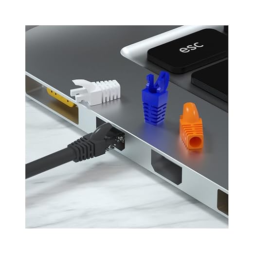 50 Pcs Cat5 Cat5E Cat6 Strain Relief Boot, RJ45 Plug Connector Cover Modular Network Plug Connector Cap Cable Connector Boots, Yellow