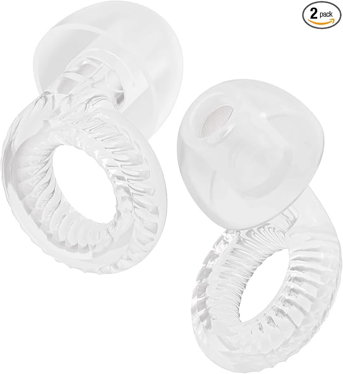 Reusable Ear Plugs, Low-/Mid-Level Noise Reduction Earplugs with Clear Speech for Conversation, Work, Social Gatherings & Noise Sensitivity, 15-18 dB (SNR), 6 Pair Ear Tips in S/M/L, Clear