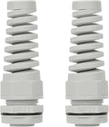 LeMotech 2Pcs NPT 1" IP68 Waterproof Cable Gland Flex Spiral Strain Relief Grey Nylon Joint with Gaskets for 18-25mm Wire Thread
