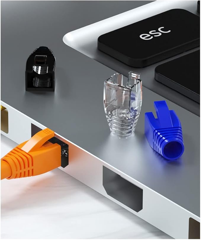 50 Pcs Cat7 Cat7A Cat8 Strain Relief Boot, RJ45 Plug Connector Cover Modular Network Plug Connector Cap Cable Connector Boots, White