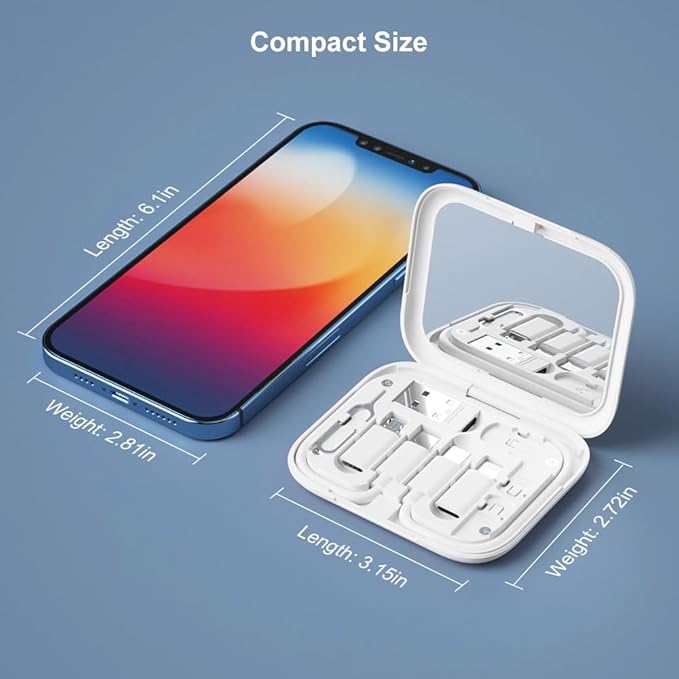 USB-C to USB Adapter, USB C to Lighting Cable Box Contains Makeup Mirror/USB C Cable/Micro USB to USB C/USB A to USB C, Cell Phone OTG Adapters for iPhone 14/15, Google Pixel, Samsung Galaxy