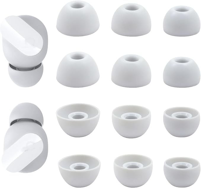 Replacement Silicone Ear Tips for Beats Fit Pro/Studio Buds/Studio Buds+ Headphone, 6 Pairs Earbuds Eartips L/M/S, Eargels Set Fit in Case, Earplug Ear Cap (Silver White)
