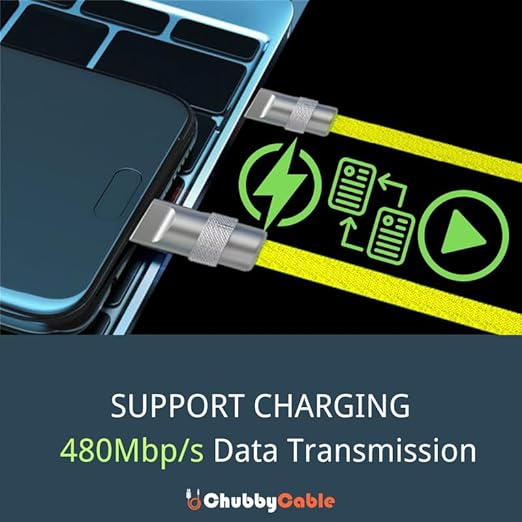 chubbycable Colorblock Chubby - Spring Braided Silicone Charge Cable Coiled USB C Cable Fast Charging Type C Charger Cord for Car, Blue+Pink, Type-C to Type-C, 2.29FT-3.6FT