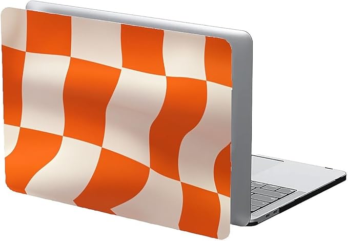 Compatible with MacBook Air 13.3 13.6 Inch Case 2022 2021 2020 2019 Plastic Hard Shell Case Cover,13.3 Pro(A1706/A1708/A1989/A2159/A2289/A2338), Orange and White Checkered Flag