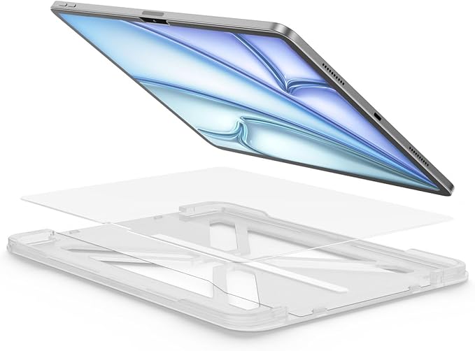FLOLAB ONETIME NanoArmour Anti-Glare Screen Protector for iPad Air 13 Inch 2024 Anti-Fingerprint Tempered Glass, TruColor, Matte, Easy Install, Bubble Free, Dust Free, Smooth as Butter, Durable