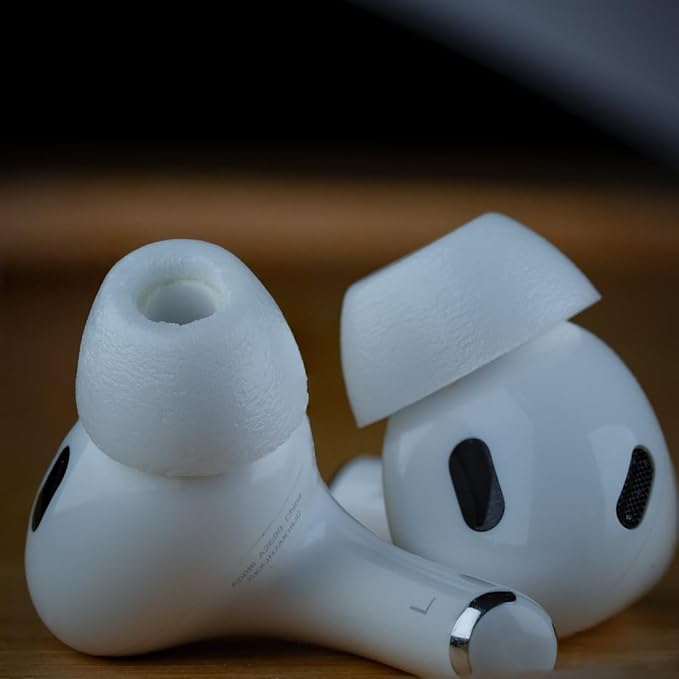 Comply TrueGrip MAX | Premium Memory Foam Replacement Earbud Tips for Apple AirPods Pro 1 & 2 | Long Lasting Comfort, Extreme Durability, Secure Fit, Superior Noise Isolation| White (Medium) (3 Pairs)