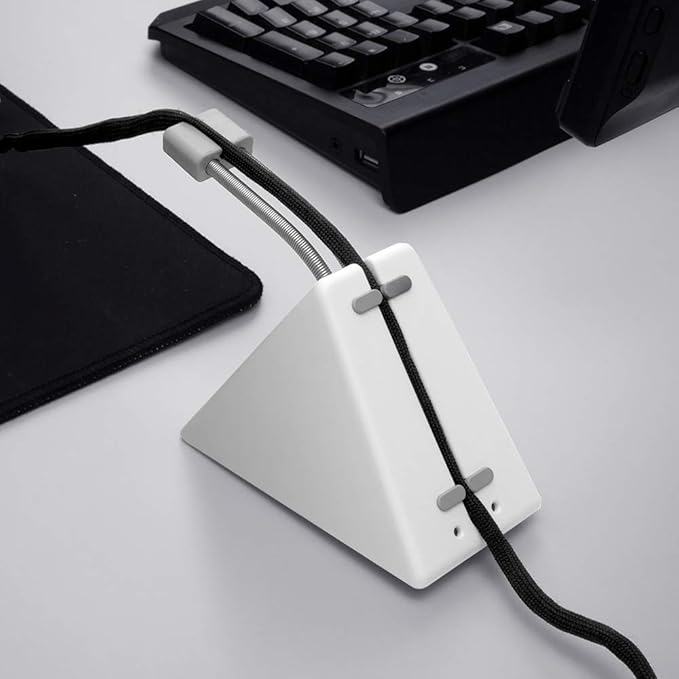 Hotline Games Mouse Bungee Mouse Cord Clip Cord Management System Fixer Holder for Esports FPS Game (3.0 White)