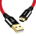 AGVEE 2 Pack 3.3ft Mini USB Cable, Braided Durable USB-A to Mini-B Charger Charging Cord for TI-84, Garmin GPS, Go-Pro Hero 4 3 2 HD, PS3 Controller, Canon Camera, Blue Yeti Microphone, Red