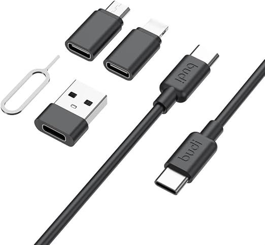 Multifunctional Data Cable Conversion Head Portable Storage Box, Multi-Type Charging Line Convertor USB Type C Adapter Tool Contains Sim Card Slot Tray Eject Pin, Phone Holder (Black)