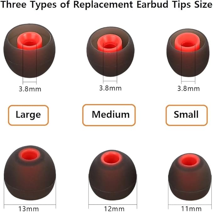 Earbud Tips Earbud Replacement Pieces Silicone Soft and Comfortable Compatible with Senso, Tozo, Sony & Other Inner Hole 3.8mm -5.1mm Earbud in-Ear Headphones 9 Pairs S/M/L