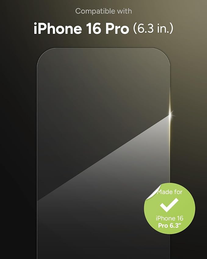 ZAGG Glass Elite Screen Protector for iPhone 16 Pro - 5X Stronger, Reinforced Edges, Ultra-Strong Tempered Glass, Scratch Resistant, Anti-Smudge, InvisibleShield, Easy Installation, Eco-Friendly