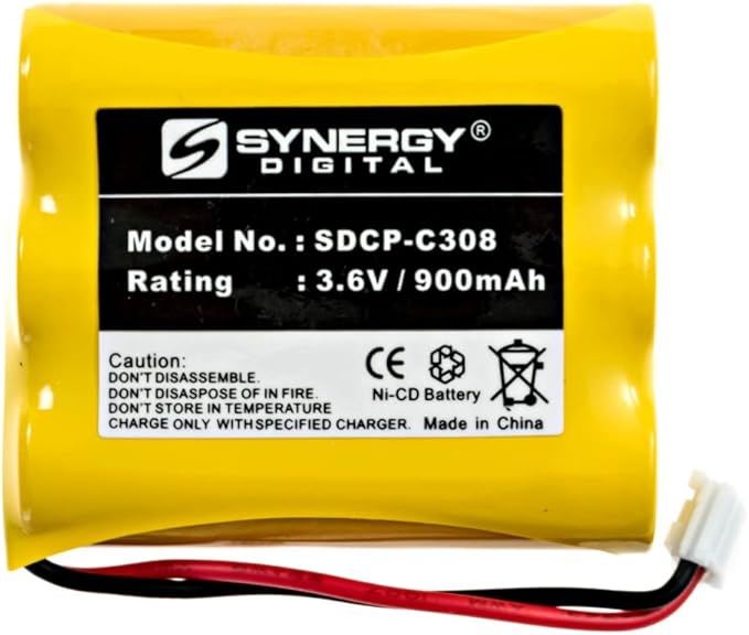 Synergy Digital Cordless Phone Batteries, Compatible with AT-T/Lucent 3301 Cordless Phone, (Ni-CD, 3.6V, 900 mAh), Combo-Pack Includes: 2 x SDCP-C308 Batteries