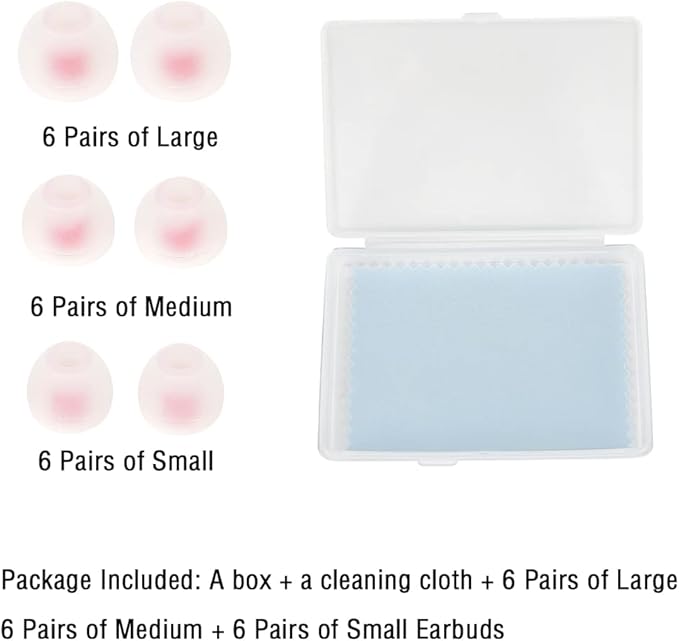 18 Pairs Silicone Earbud Tips Replacement Ear Tips for in- Ear Headphones Eartips (Inner Hole from 3.8mm-5.5mm Earphones) Earbud Replacement Tips Earbud Cap S M L