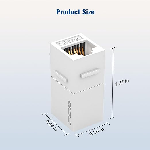 FGB 10 Gbps CAT6A RJ45 Keystone Coupler 25-Pack, Ethernet Keystone Jack, Ethernet Coupler Female to Female UTP for Cat6a/Cat6/Cat5e/Cat5, White