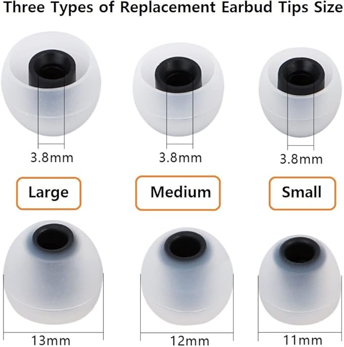 Replacement Earbud Tips Earbud Covers Silicone Tips Ear Gels Fit for Inner Hole from 3.8mm - 5.1mm Earphones 9 Pairs S/M/L