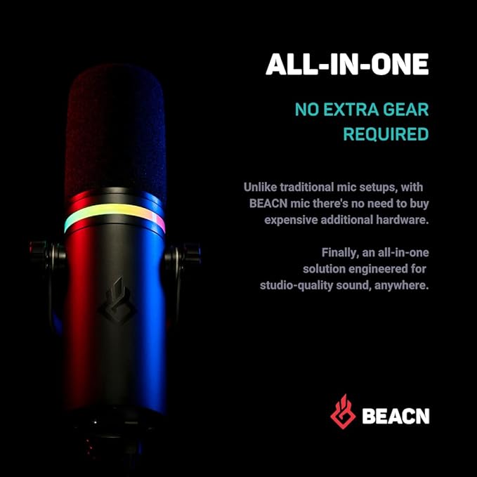 BEACN Dark Dynamic USB Mic for PC with The Microphone Stand