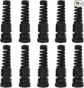 Strain Relief Cord Connector, CGELE 10 Pack NPT 1/4" Waterproof Cable Gland Cord Grip Spiral Adjustable Connector Strain Relief Cord Connectors Joints Nylon with Gaskets