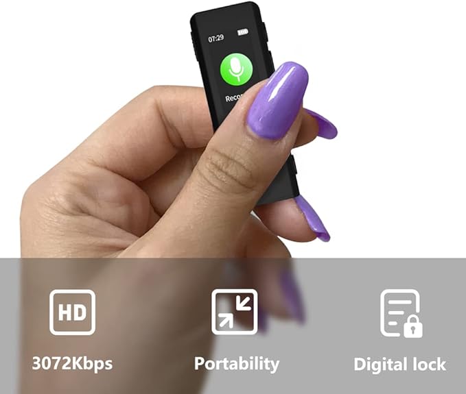 64GB Lavalier Recorder - Recording with Playback Digital Voice Recorder Ideal for Meetings/Lectures/Interviews Password Protected Portable Mini Recorder with USB, MP3 Audio Recording Device