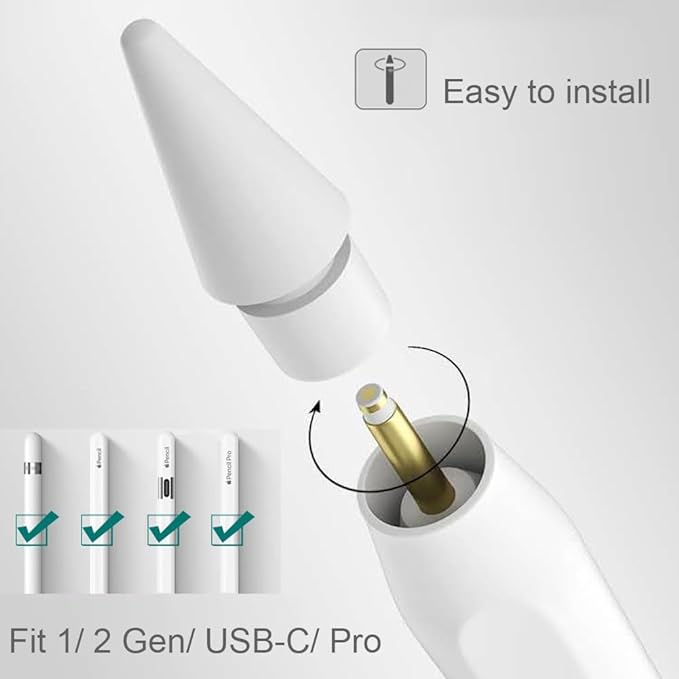 Replacement Tips for Pencil 1st Generation/ 2nd Generation/Pro Tips, iPencil Nibs Accessories for Apple Pen 1/2 Gen(16 Pack)