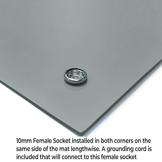 RubberStat Dual Layer ESD Compliant Workstation Rubber Table Mat Kit, Soldering, Cell Phone Repair, with Wrist Strap Set and Ground Cord - 24"x36" Grey