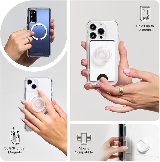 PopSockets Phone Grip for MagSafe with Kickstand, Magnetic Stand, Swappable Top, Secure Hold for iPhone MagSafe Cases, Phone & Tablet Grip - FATA Morgana Chrome