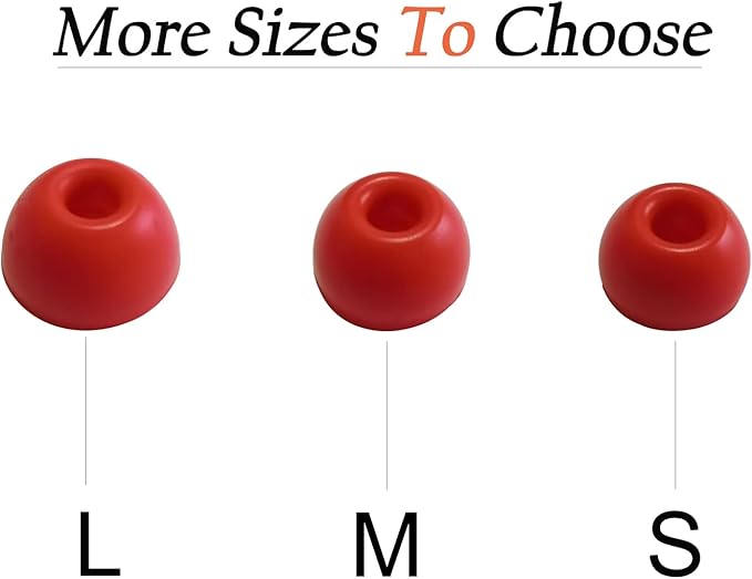 Silicone Ear Tips for Beats Studio Buds - Replacement Earbuds Cover 6 Pairs (LMS Red)