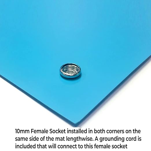 RubberStat Dual Layer ESD Compliant Workstation Rubber Table Mat Kit, Soldering, Cell Phone Repair, with Wrist Strap Set and Ground Cord - 24"x16" Blue
