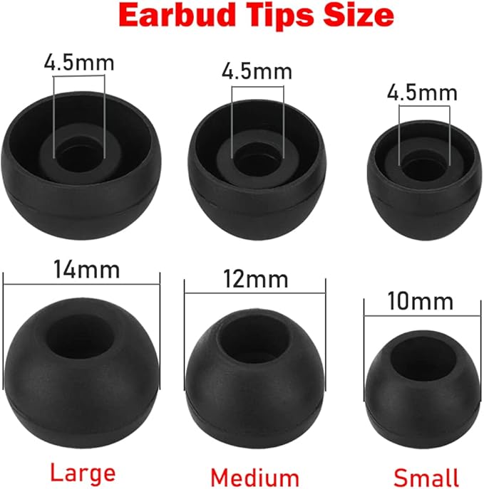 Earbud Tips Replacement - Silicone Compatible with Powerbeats 2/3 & LG Samsung Earbuds - Black, White, Red - 9 Pairs