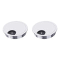 2 Pack Desk Grommet 3-1/8 Inch 80mm, Zinc Alloy Computer Desk Wire Hole Cover, Office Desktop Cord Cable Hole Metal Ring, Bright Silver