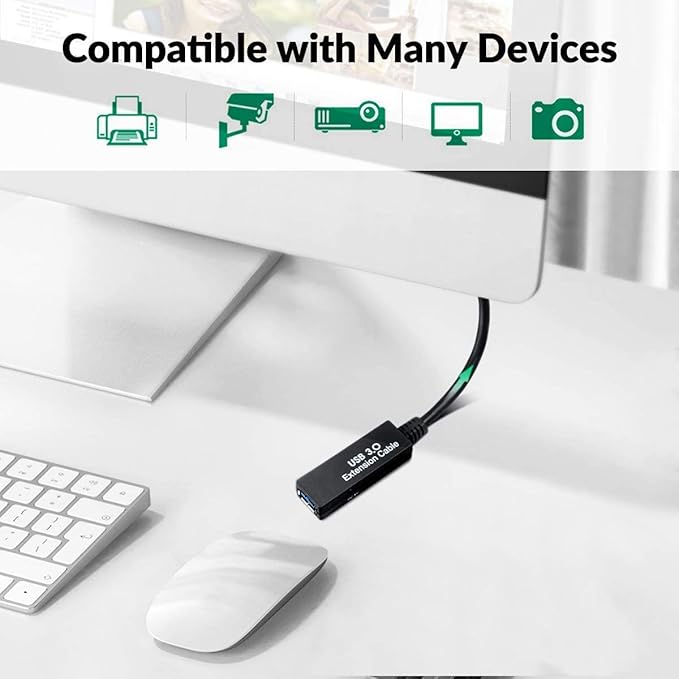 75FT USB 3.0 Active Extension Cable, USB 3.0 Extension Cord A-Male to A-Female, With High-Speed Data Signal Amplifier, Compatible With Quest 3.VR,Rift.360 Kinect. Xbox,Webcam.PS4 HD Camera or More