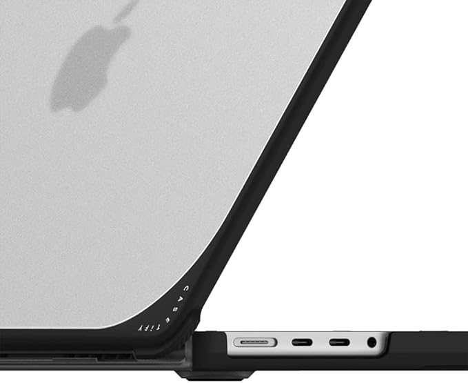 CASETiFY Bounce MacBook Pro 16-inch (M3/M4) Case [Enhanced Protective Corner Design/Ventilation Cutouts/Anti-Slip Grip] - Marble Transparent Trippy - Clear Black