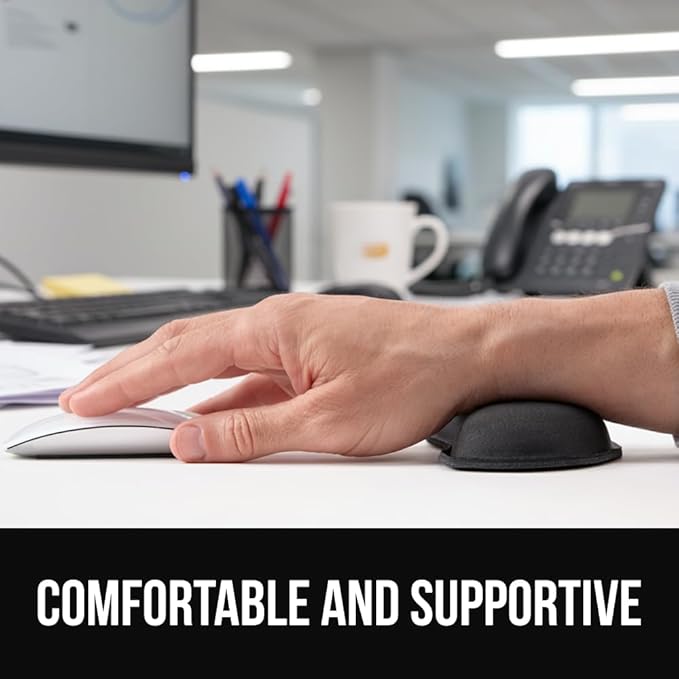 GORILLA GRIP Silky Gel Memory Foam Wrist Rest for Computer Keyboard, Mouse, Foldable Design for Typing Pain Relief, Desk Pads Support Hand and Arm, Mousepad, Stain Resistant, 2 Piece Pad, Jet Black