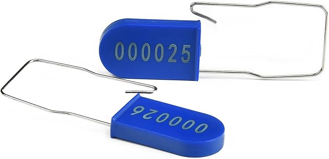 500PCS Plastic Padlock Security Seals Metal Wire Padlocks Electric Meter Lockout Tags Disposable Anti-Tamper Lock Numbered Anti Tamper Tags Blue