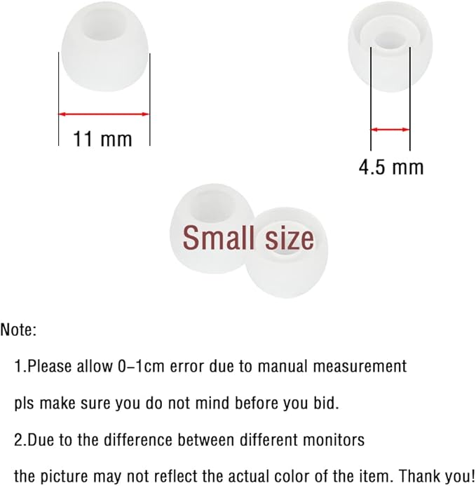 Silicone Small Replacement Earbud Tips Eartips for in- Ear Headphones Rubber Tips Earbud Replacement Earbuds Cap 10 Pairs (White)
