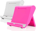 Cell Phone Stand for Desk Foldable Cell Phone Holder Desk Tablet Holder Mobile Phone Dock, Multi-Angle Universal Adjustable Tablet Dock (Pink+White)