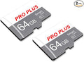 2 Pack TF Card 64GB with Adapter, High Speed Memory Card, UHS-I C10 A1 Memory TF Card for Tablet/Mobile Phone/Camera/Car Audio/Game Console (TF183 White Gray 64GB)