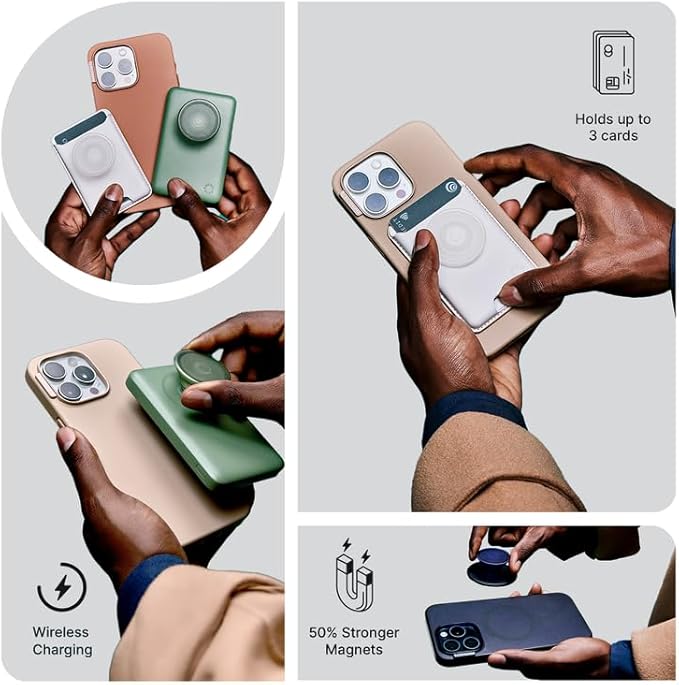 PopSockets Phone Grip Case for iPhone 15 Pro Max - Clear MagSafe Compatible Wireless Charging