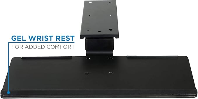 Mount-It! Under Desk Keyboard Tray and Mouse Platform, Ergonomic Computer Keyboard Drawer with Gel Wrist Pad, 17 inch Space Saving Track, Black (MI-7138)