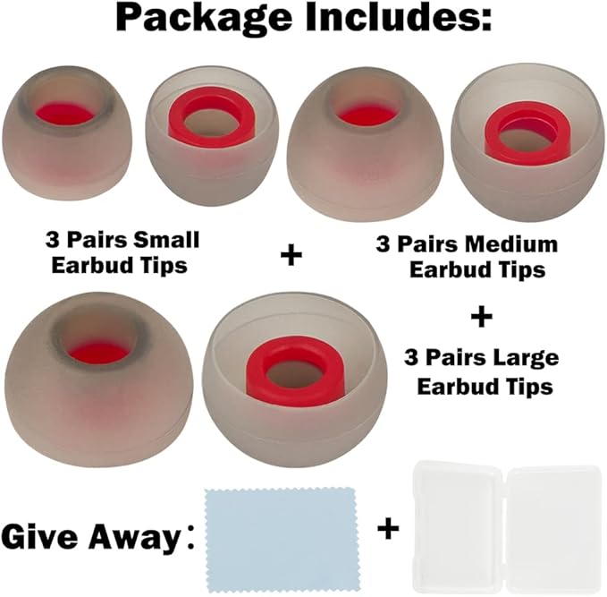 Earbud Tips Replacement Earbud Tips Earbud Replacement Tips Headphone Earbud Tips Earbuds Replacement Tips Eartips Compatible with Powerbeats 2 Powerbeats 3 Lg Samsung Earbuds Red SML 9 Pairs