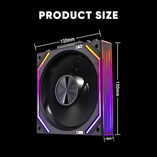 Jungle Leopard Interstellar V2 RS 120mm Case Fan Infinity Mirror Module Daisy-Chain ARGB Fan Triple Pack Suitable PC Cooling Fans 360mm AIO Cooler(Black-3Pack)