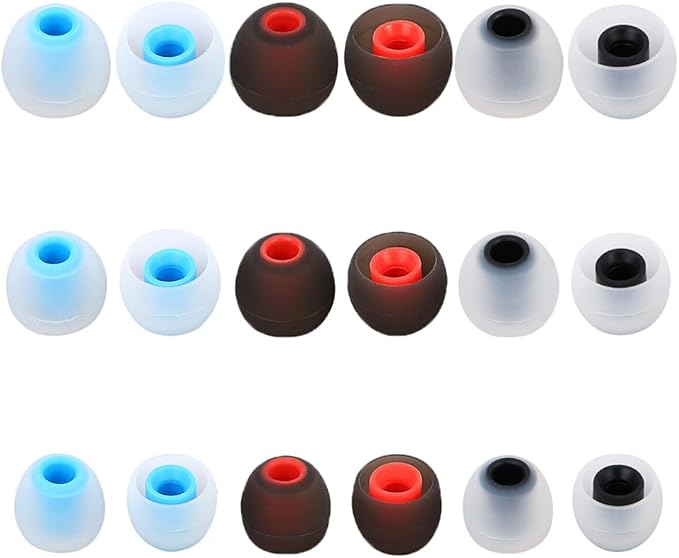 Earbud Tips Ear Bud Tips Soft Anti Slip Washable and Reusable Silicone Replacement Earbud Tips Fit Most in-Ear Earbuds(Inner Hole 3.8mm -5.1mm) 18pcs S M L