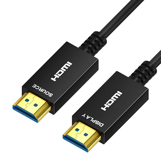 8K HDMI Fiber Optic Cable 65ft, 4K120 8K@60Hz HDMI 2.1 Cable, 48Gbps Ultra High Speed Slim HDMI Optical Audio Cable HDMI Cord, eARC HDR10 HDCP 2.2 Compatible with PS5 Xbox TV Projector