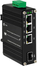 Mini Industrial 3 Port Gigabit PoE Switch with DC12V-48V to DC48V Voltage Booster Hardened RJ45 10/100/1000Mbps 802.3at 30W/Port Ethernet Switch Din Rail Mount Compatible with IP Camera VOIP Phone
